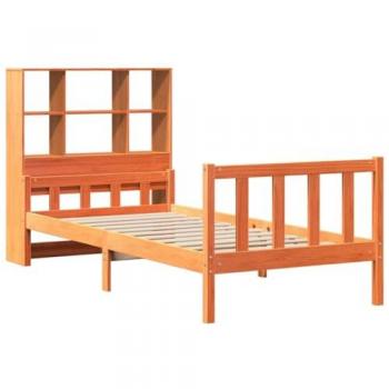 Cama con Estantería Sin Colchón Madera Maciza Marrón 90x190 cm