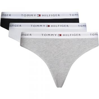 Pack de 3 Tangas Tommy Hilfiger con Inscripción Multicolor (Blanco/Negro/Gris) - L