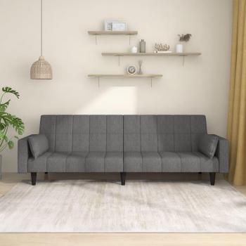 Sofá cama de 2 plazas con 2 cojines en tela gris claro