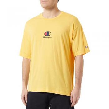 Camiseta de algodón con logo Champion bordado amarillo