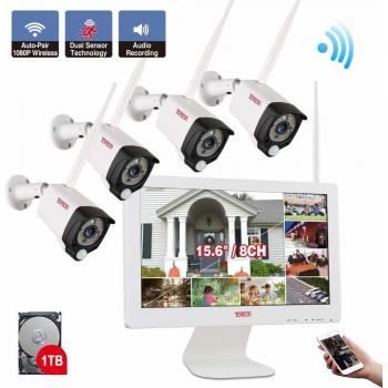 ãPIR Sensor+visiÃ³n Nocturna del Colorã Tonton 3MP vigilancia Conjunto de cÃ¡mara con 4 Canales 7 Pulgadas de Pantalla tÃ¡ctil de la baterÃ­a, 2*WLAN cÃ¡mara IP bidireccional de Audio, Tarjeta SD de 32GB