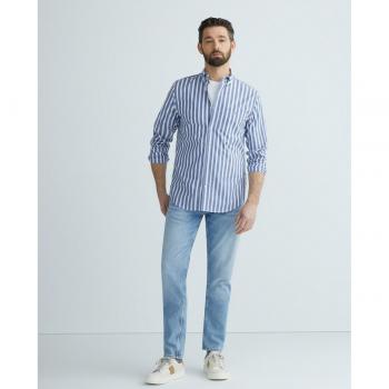 Camisa Gant Regular Fit de popelina a rayas anchas azul