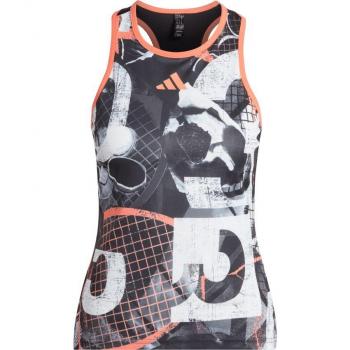 Adidas Camiseta Sin Mangas Club Graphic Mujeres - Blanco, Multicolor, Talla M