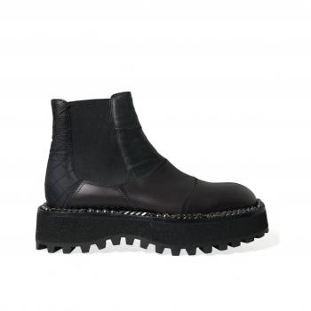 Dolce & Gabbana Black Leather Slip On Stretch Chelsea Boots - EU39/US6