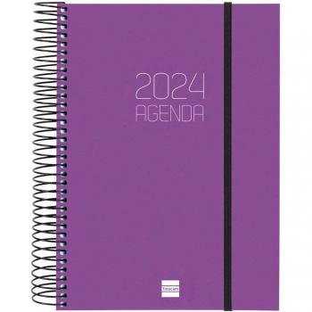 Agenda Finocam Espiral Opaque E10 2024 Día Página Catalán Morado 155x212 mm