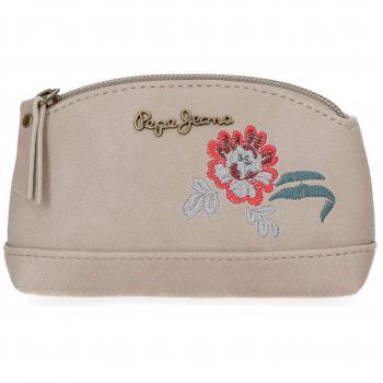 Pepe Jeans Lala Monedero Neceser Beige 14x8x5 cms Piel Sintética