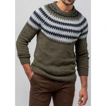 Scotta 1985 Jersey cuello redondo en color khaki para hombre