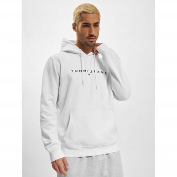 Tommy Jeans Regular Fit White Hoodie with Linear Logo for Men