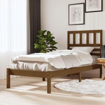 Estructura de cama de madera maciza de pino color marrón miel 100x200 cm
