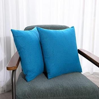 Deconovo Funda Cojines Cama, Sofa, Coche, Salon, Decorativo Moderno, Simple, Estilo Contemporáneo, Cuadradas Decoración de Efecto Lino, Cómodo, Durable, 65 x 65 cm, Azul Cielo, 2 Piezas