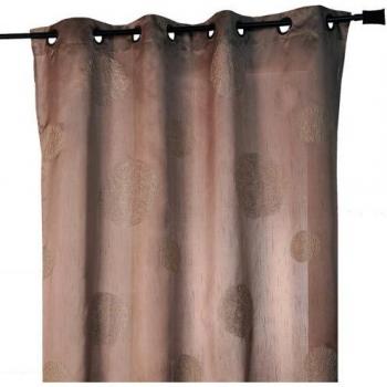 Cortina Taupe en Shantung Bordado 'Rondas Mezcladas' 140x260 cm