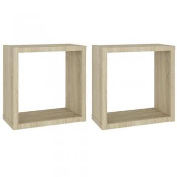 vidaXL Wall Cube Shelves - 2 pcs Sonoma Oak, dimensions: 30x15x30 cm