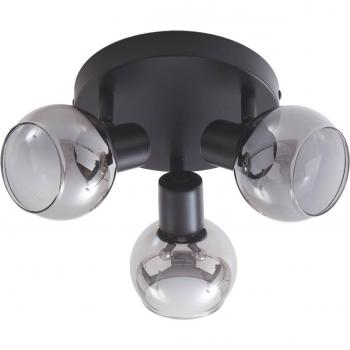 Plafón redondo Lindby Hedvig negro con 3 luces E14, moderno, de metal, ideal para pasillos