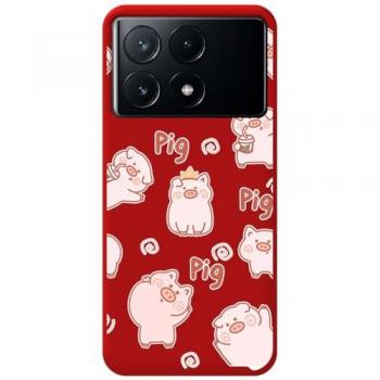 Funda Silicona Líquida Roja para Xiaomi Poco X6 Pro 5G con Diseño de Cerdos Dibujos