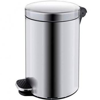 Recipiente para residuos con pedal de acero inoxidable mate, 5 litros, dimensiones HxØ 280 x 210 mm