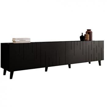 Mueble TV Charlotte 176, Negro, 4 Puertas, 200 x 52 x 42 cm