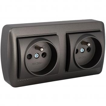 Base de Enchufe Mural Doble 2P+T Grafito 16A 250V