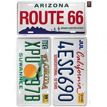Plage Decoración Mural Adhesiva con Diseño Placas Road 66, Vinilo, Multicolor, 48x3x68 cm