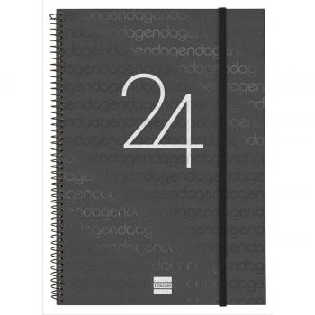 Agenda Finocam Año 2024 Espiral Year E40 - Semana Vista Horizontal - Catalán - Negro