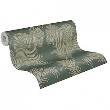 Papel Pintado Vinílico Floral Tropical con Efecto Brillante, Diseño de Palmeras y Naturaleza, 0.53 x 10 m