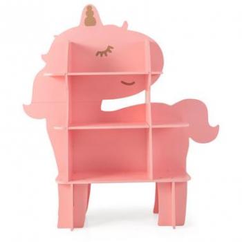 Unicorn-Themed 3-Shelf Kids Bookcase and Toy Organizer