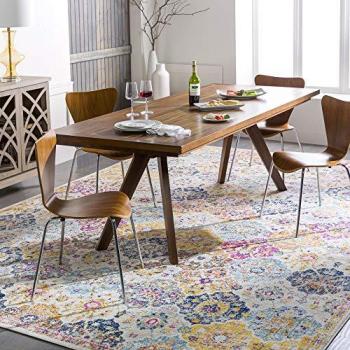 Alfombra Vintage Oriental Boho Surya SICILY, Rectangular 120x170 cm, Corto Pelo, Multicolor/Naranja, 7 mm de Altura