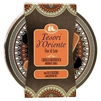 Tesori d'Oriente 200g Lotus Flower Scented Candle with Essential Oils, Up to 30 Hours Burn Time