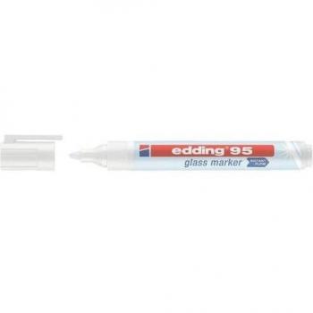 Rotulador para vidrio Edding 95-49 de punta redonda y grosor de trazo de 1,5 a 3 mm en color blanco