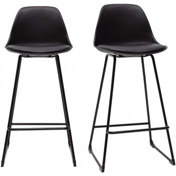 Taburetes de bar modernos negros con patas de metal 65 cm (lote de 2) Franz