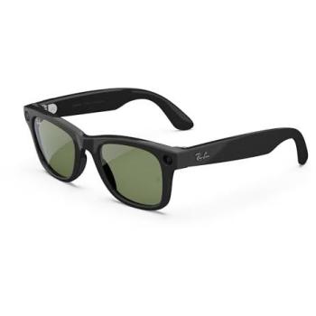 Gafas Inteligentes Ray-Ban Meta Wayfarer Gen 2, Negro Brillante, Lentes G15 Verdes, Talla Grande