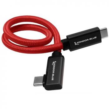 Cardinal Red 12 USB 3.1 Gen 2 Type-C Right Angle Braided Cable - High Speed Data Transfer & Power Delivery (20 Gb/s, Thunderbolt 3 Compatible)