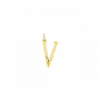 UNOde50 Golden Letter V Pendant - Alphabet Collection in Gold-Plated Metal