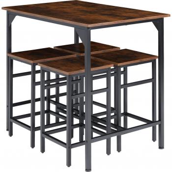 Juego de mesa bistró Edimburgo 4 + 1 - juego de mesa para bar, conjunto de muebles moderno para bistró, set minimalista de taburetes