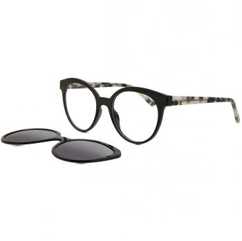 SmartBuy Collection Oval Clip-On TR90 Women's Prescription Glasses - Black - Size 50 - Blue Light Block Available - Free Lenses