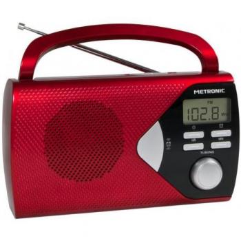 Radio Portátil Metronic 477201 AM/FM con función de despertador - Roja