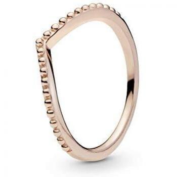 Pandora Rose Beaded Wishbone Ring - 14k Rose Gold and Silver, Size 50 (15.9)
