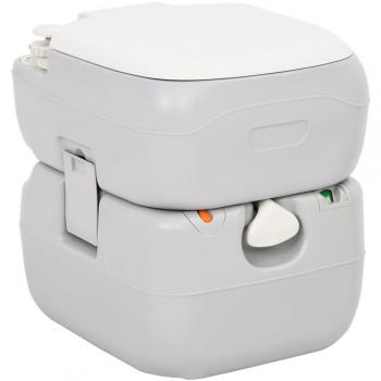 Inodoro de camping portátil HDPE gris y blanco 22+12 L