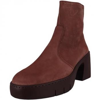 Botines de tacón 1656 Nobuck Marrón para Mujer con Cremallera y diseño Casual