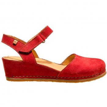 El Naturalista N5850 Picual Tibet - Sandalias de Cuña para Mujer de Piel con Autocierre, Color Rojo