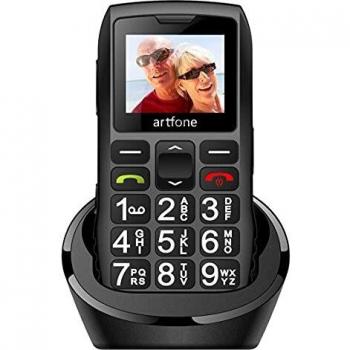 Teléfonos Móviles para Mayores con Teclas Grandes, artfone C1 Senior, Fácil de Usar Celular para Ancianos con Botón SOS y Base cargadora, Negro