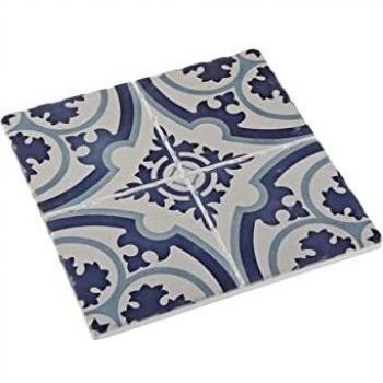 Bigbuy Cooking S3404337 Salvamantel Corcho Cerámica, 20 x 20 cm, Azulejo
