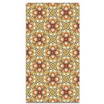 Alfombra Vinílica Baldosa Oriental Naranja 80x250 cm - Antideslizante e Ignífuga para Cocina y Salón