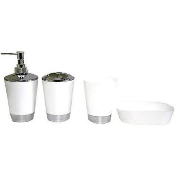 ALLPER Juego de Accesorios de Baño, Juego de Baño Blanco, Organizador de Baño, Incluye Jabonera, Dispensadora, Tumbillo, Porta Cepillo de Dientes.