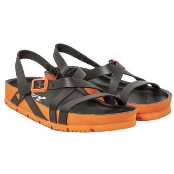 Sandalias de Piel 1619 Burdeos Negro Art para Mujer, Nappa Black-Orange, Talla 42 EU