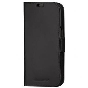 Funda de cuero Lynge para iPhone 15 - Negra, tipo folio, protección completa