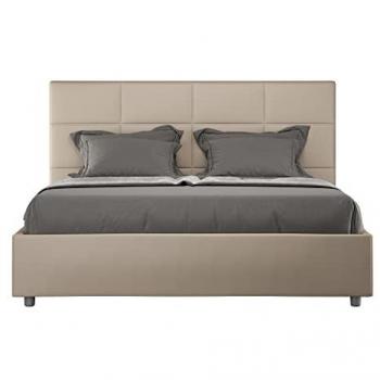 Cama Contenedor Tapizada Símil Piel Gris Tórtola 160x190 Mika