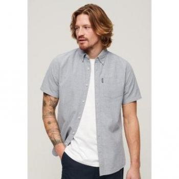 Superdry Men's Short Sleeve Vintage Oxford Shirt Blue S, Casual Cotton 2024