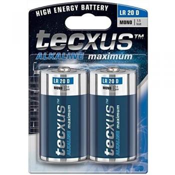 Batería Alcalina Mono D (LR20) 1.5V - Paquete de 2 Piezas (Tecxus)