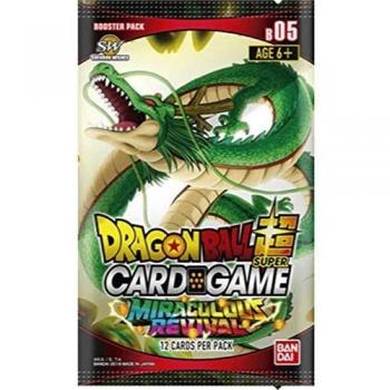 Sobre de cartas Dragon Ball Super TCG: Renacimiento Milagroso - 12 cartas por sobre, incluye carta promocional, variedad de 221 tipos desde común hasta secreta