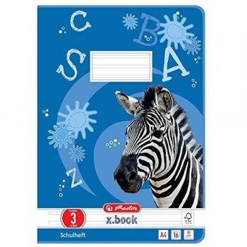 Cuaderno Herlitz A4, 16 hojas, 80g, raya 3, FSC Mix, Zebra